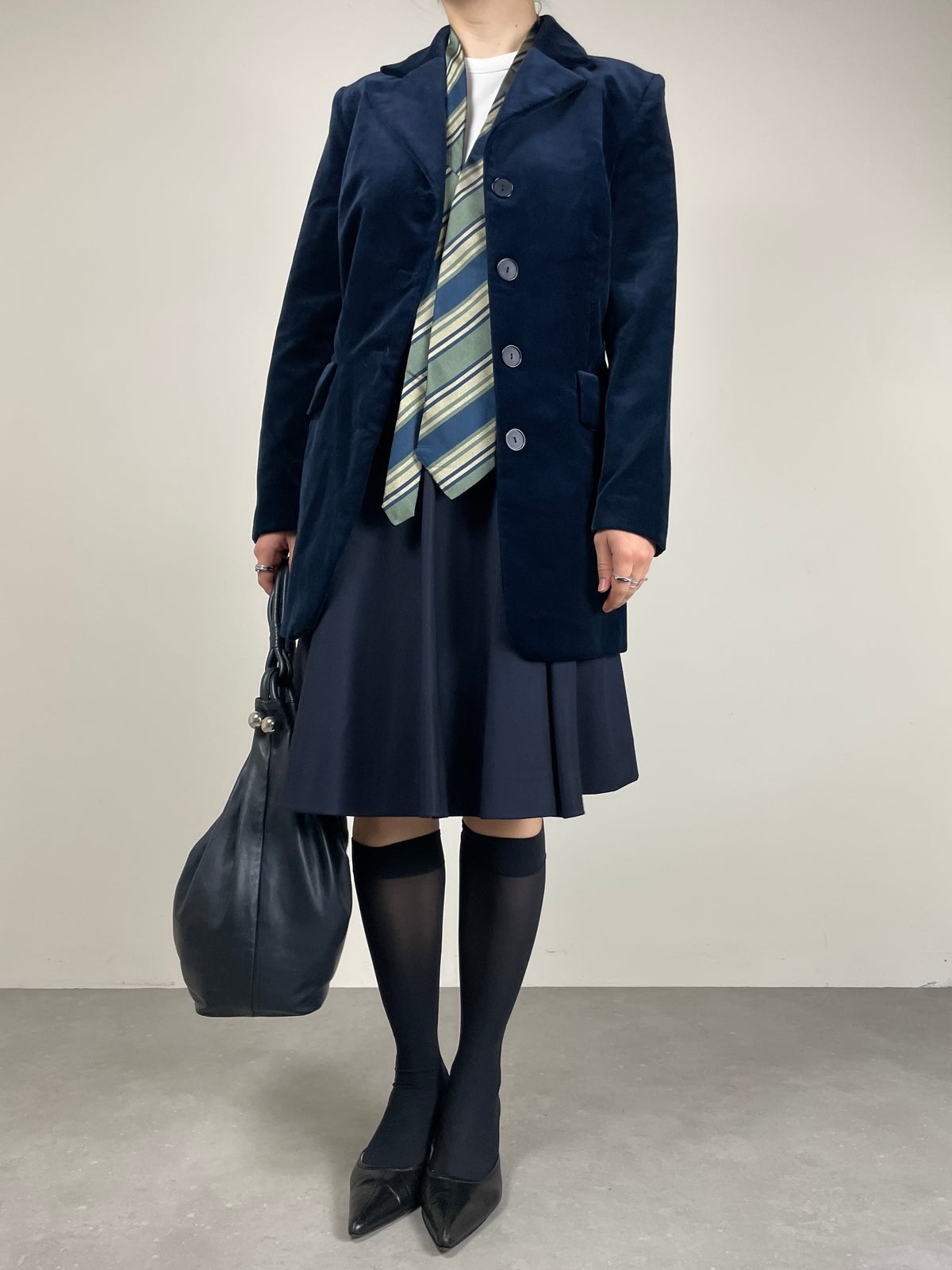 Blazer in velluto di cotone blu notte
