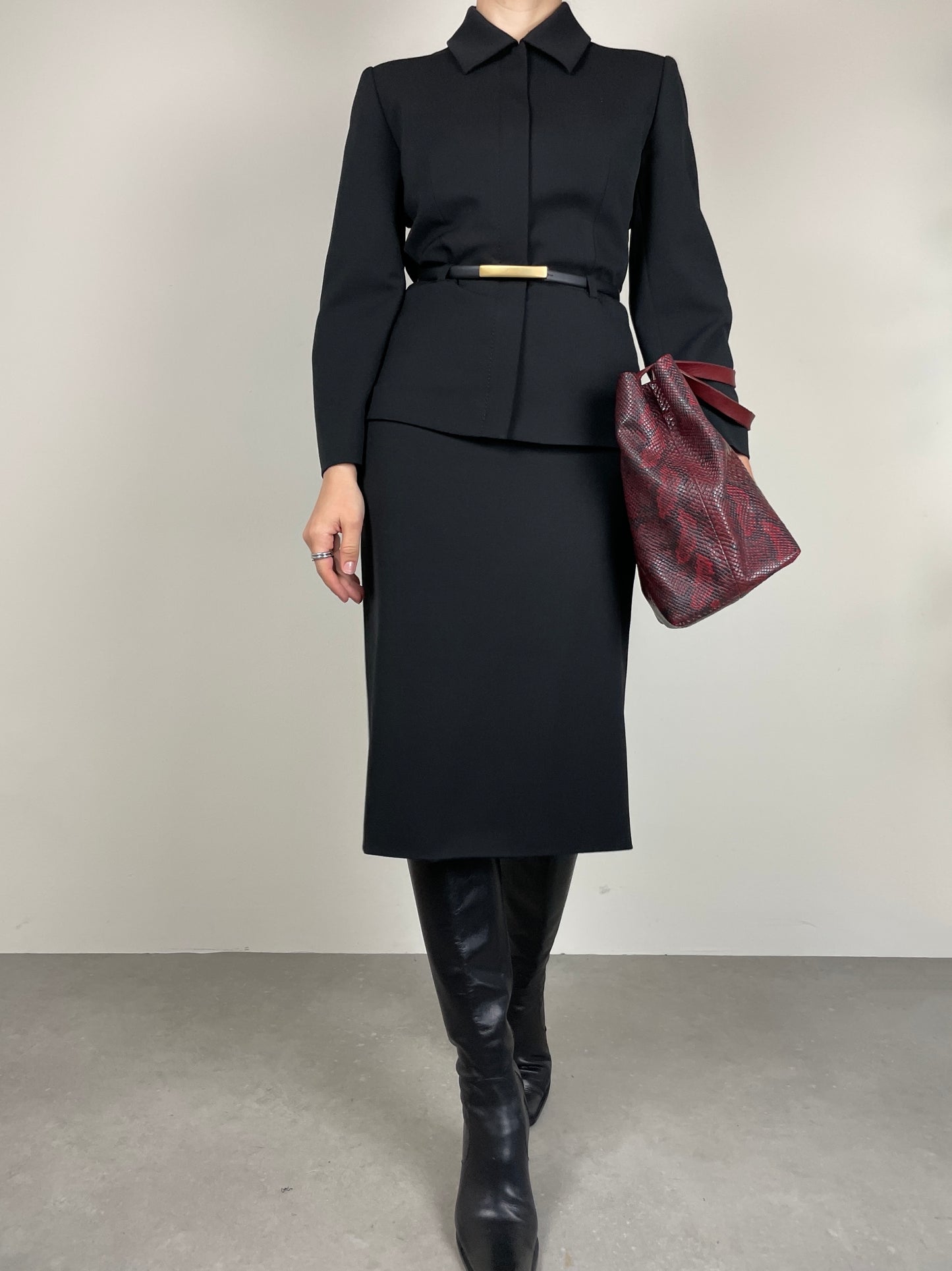 Made in Italy black skirt suit