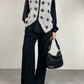 Gilet fatto a mano in lana con fiori e perline