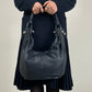 Hobo bag in vera pelle blu