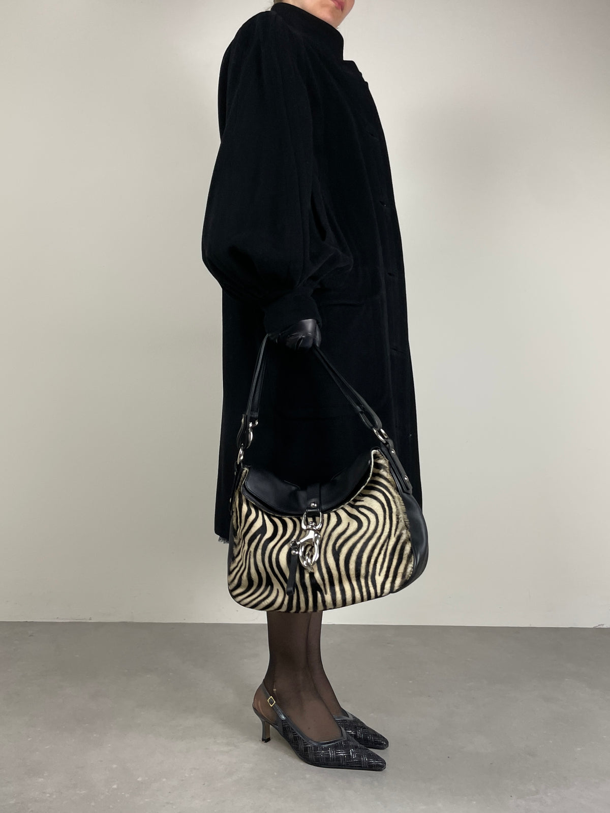 Borsa in vera pelle con pannello in cavallino zebrato