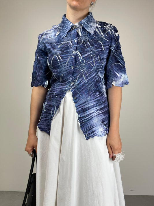 Camicia misto seta in tessuto effetto tridimensionale