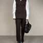 Completo vintage con gilet e pantalone in lana gessata