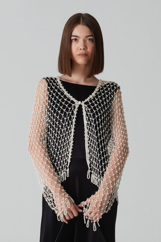 Cardigan all’uncinetto con perline