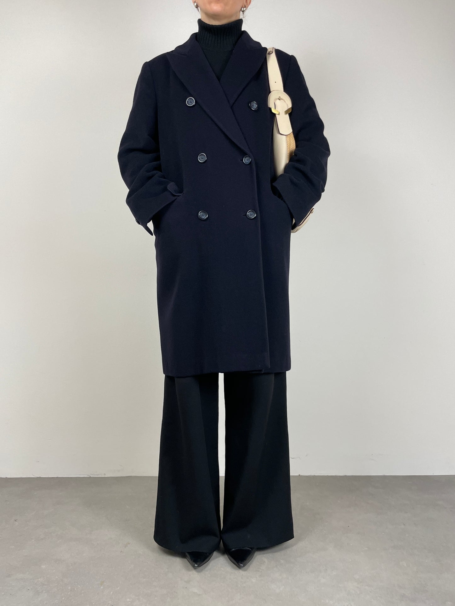 100% cashmere cappotto blu