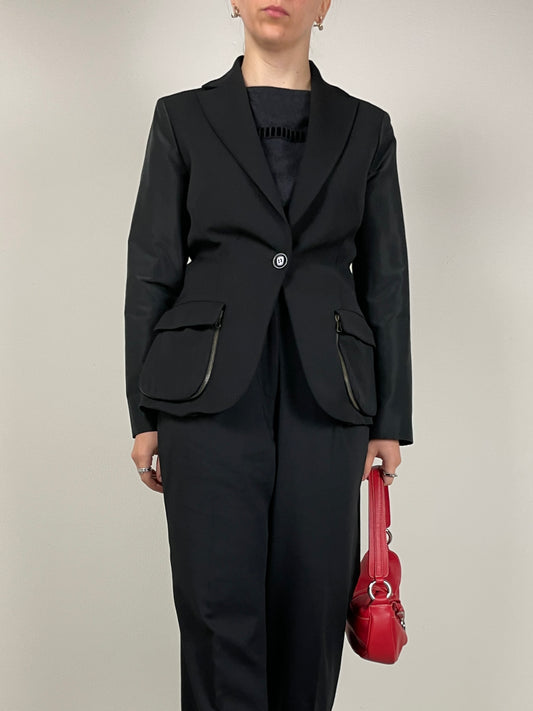 Blazer in lana e viscosa, made in Italy, con tasche a soffietto