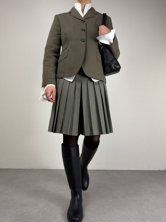 Gonna pantalone a pieghe in pura lana