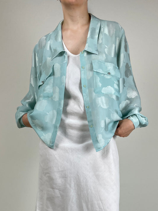 Blusa vintage in seta jacquard