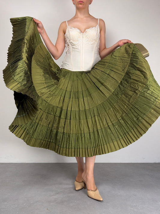 Gonna a ruota in shantung di seta