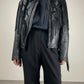 Chiodo vintage in pelle con frange e rose