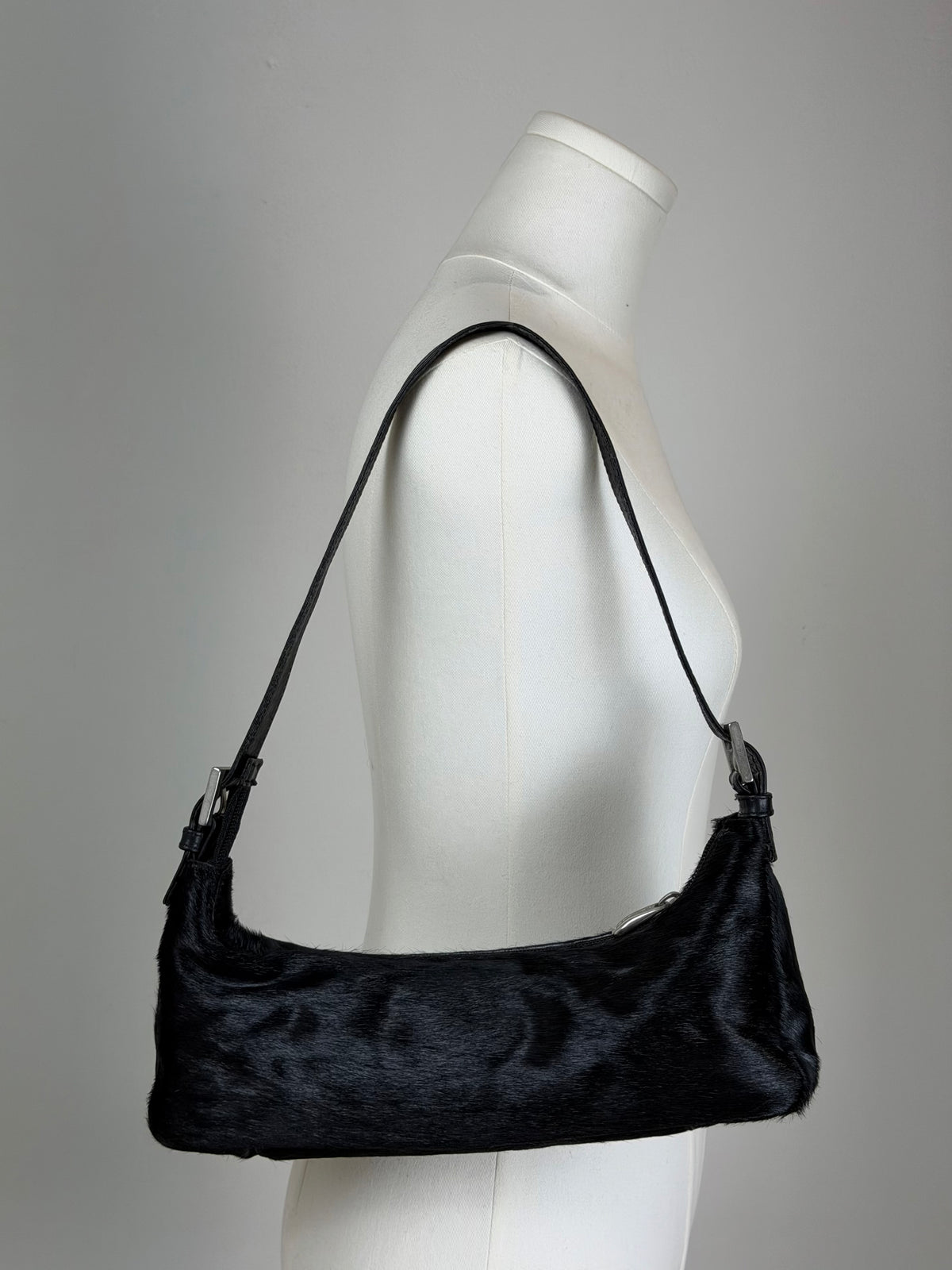 Borsa nera in vera pelle cavallino