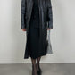 Leather long trench coat