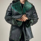 Shearling vintage Made in Italy antracite con riflessi verde salvia