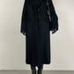 Cappotto nero in lana, angora e cashmere