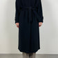 Long black wool coat with belt