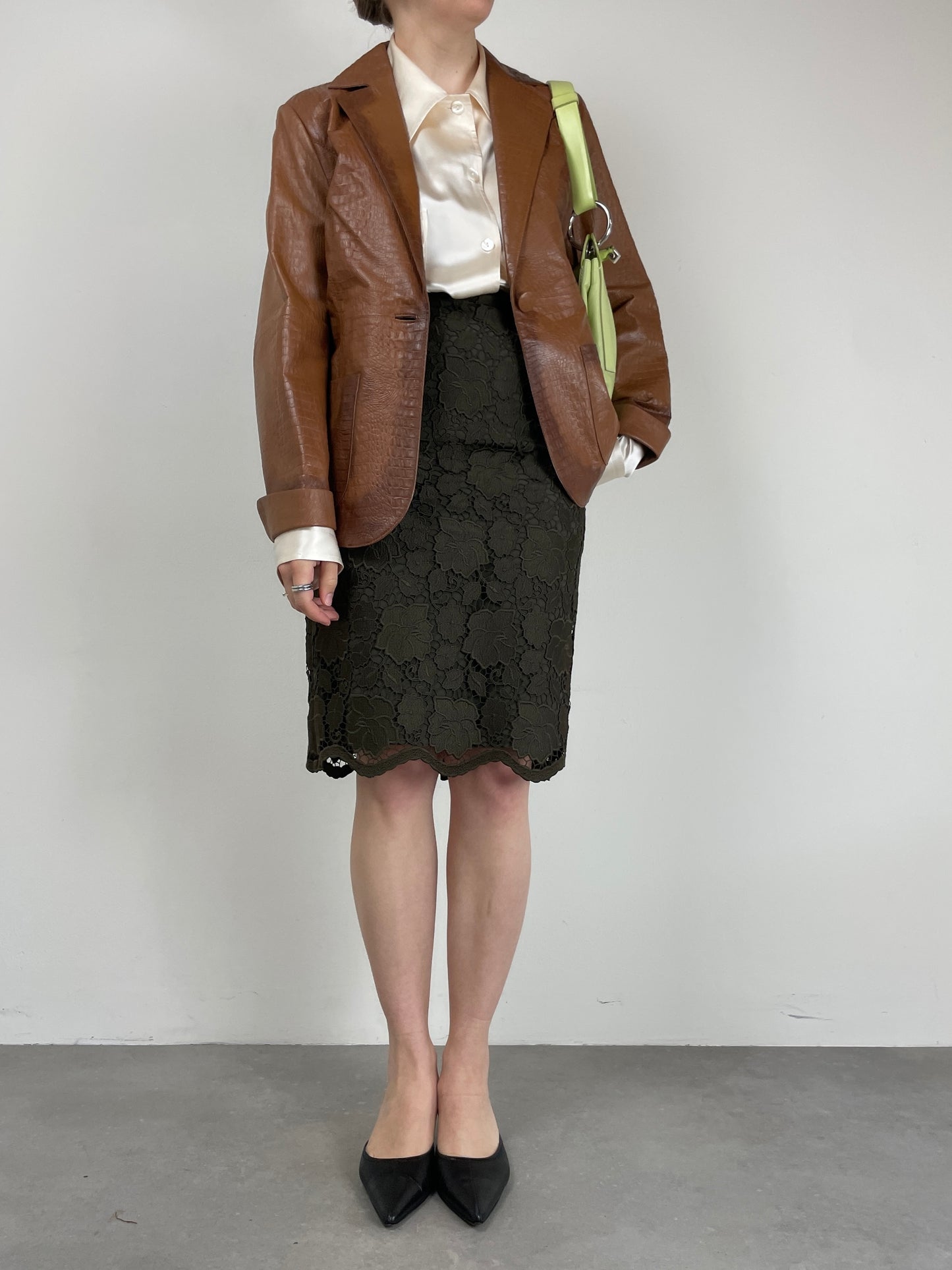 Blazer in vera pelle effetto cocco