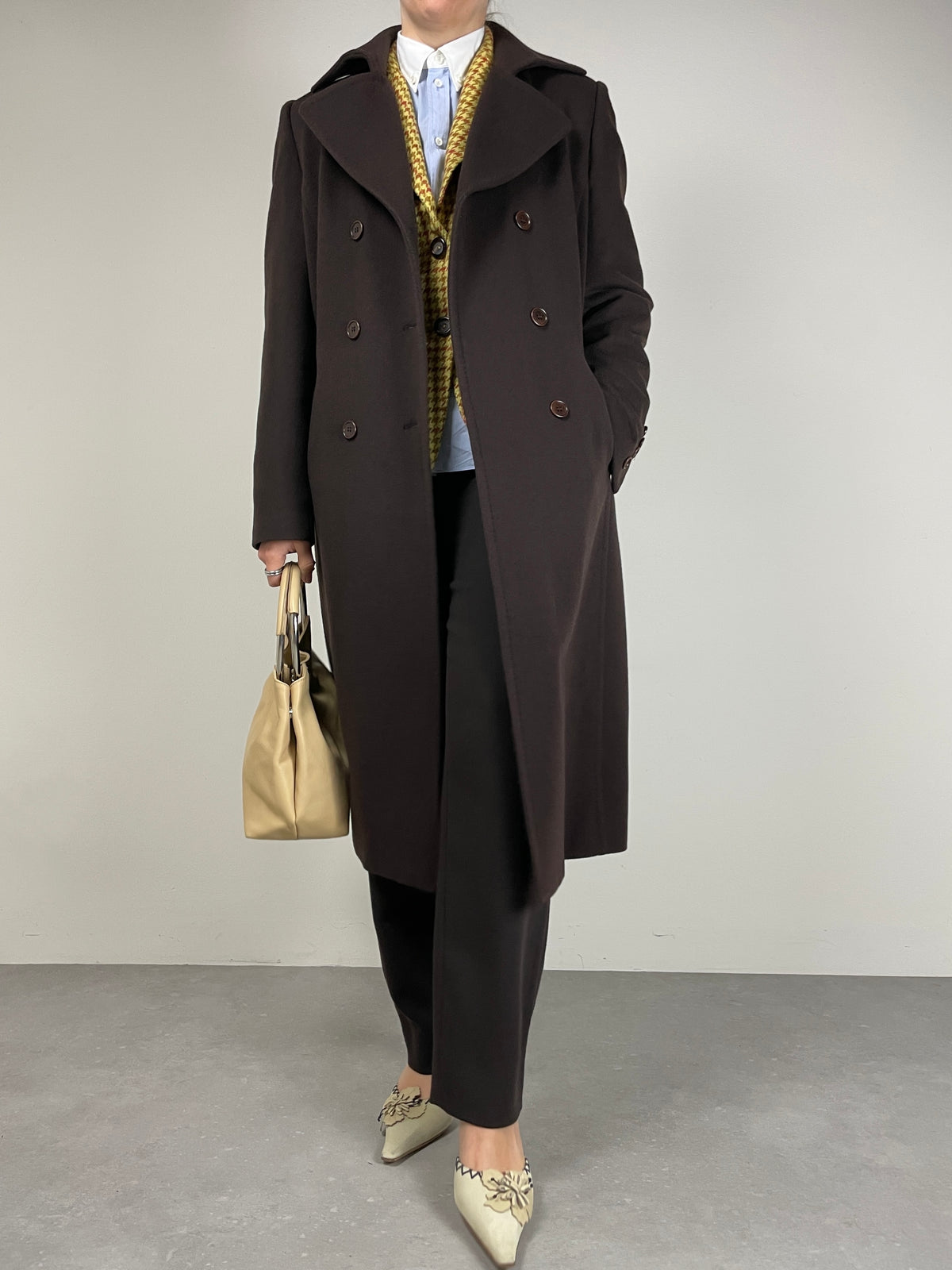 Cappotto a doppiopetto in lana e cashmere