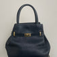 Blue leather handbag