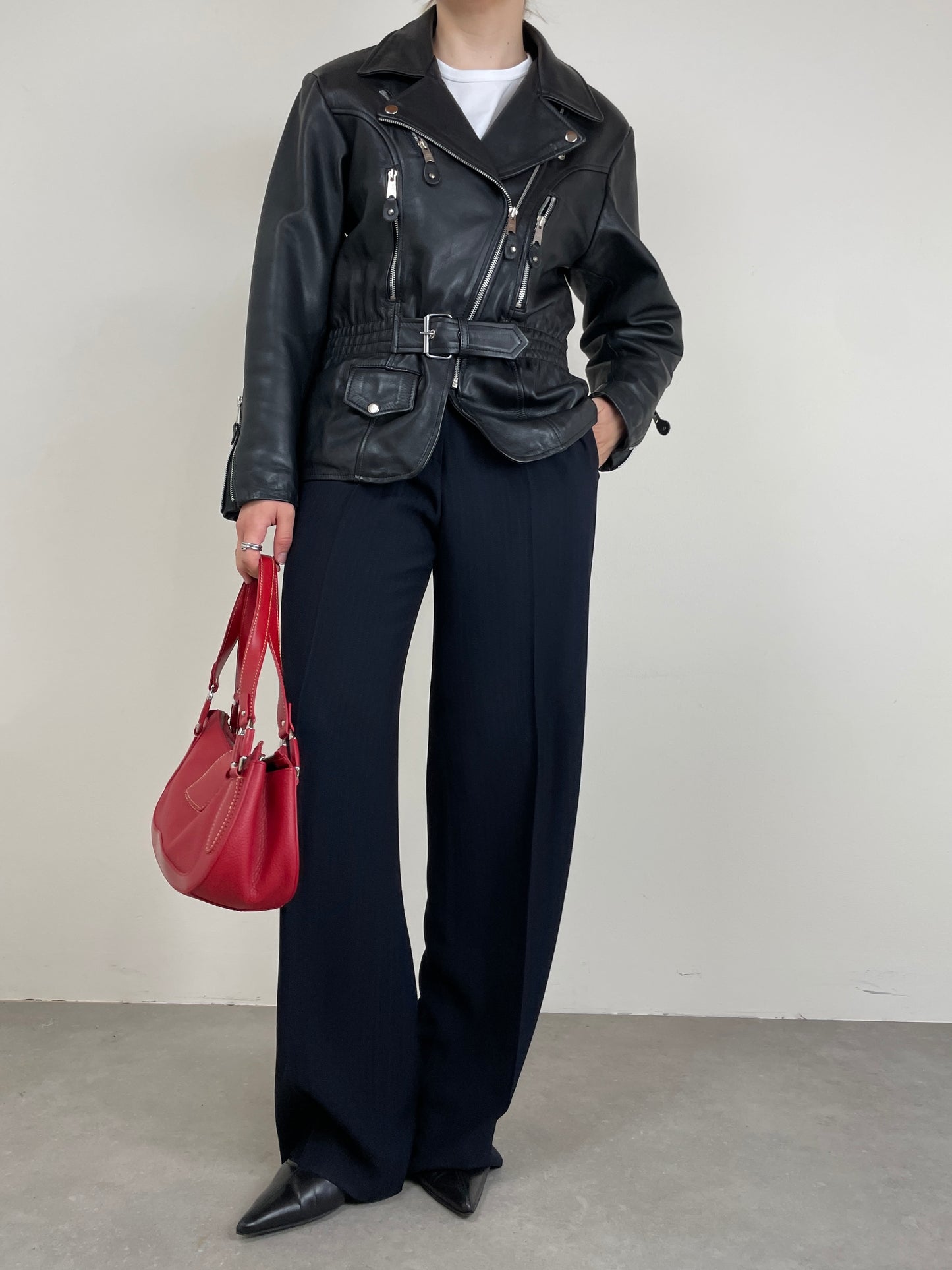 Chiodo vintage in vera pelle