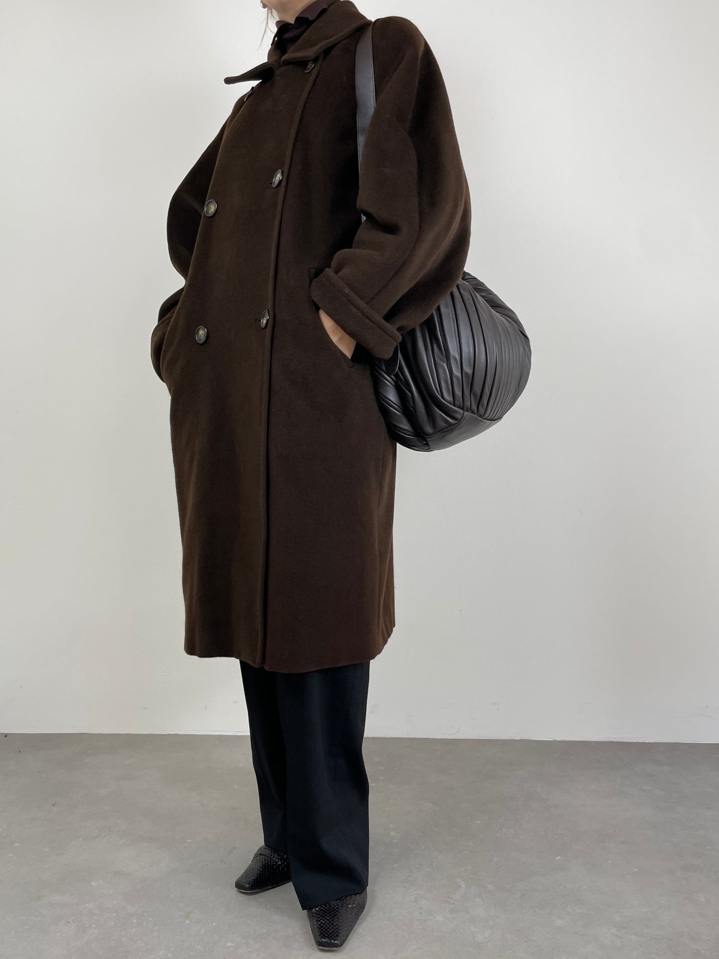 Maxi bag in vera pelle marrone