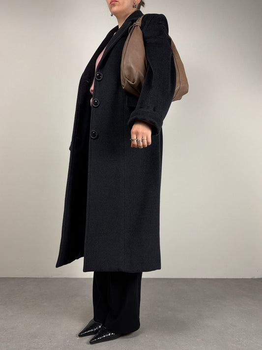 Cappotto vintage sartoriale in Baby Lama color grigio antracite