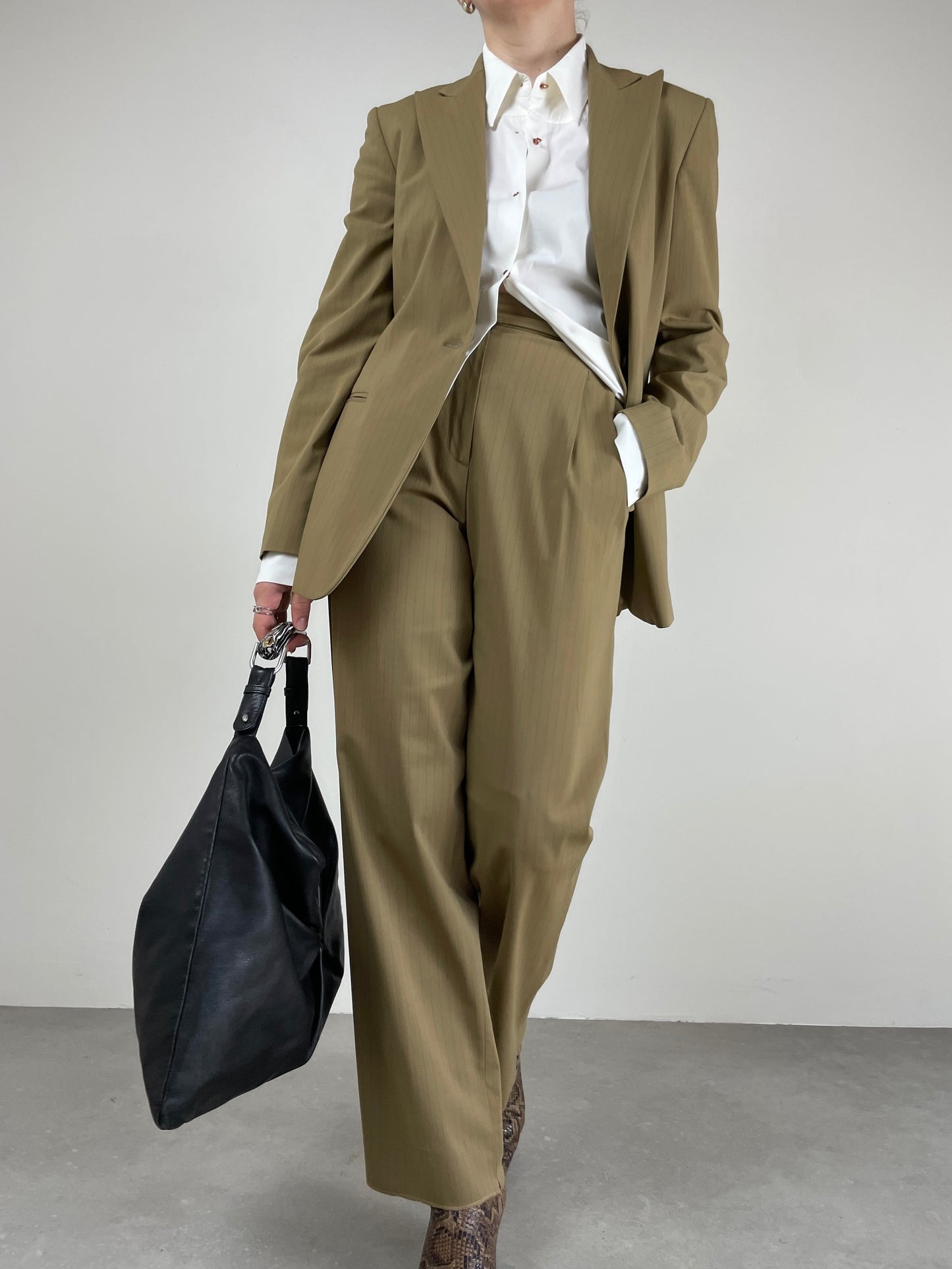 Completo vintage Made in Italy in misto lana gessato