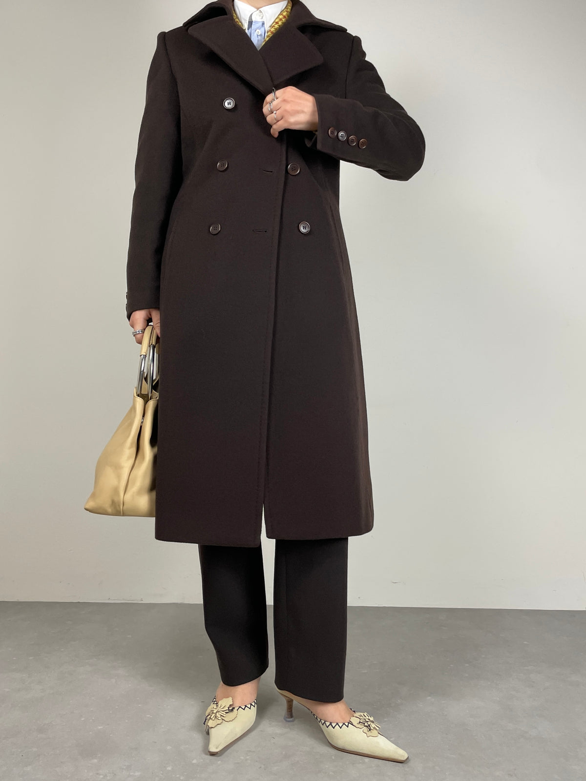 Cappotto a doppiopetto in lana e cashmere