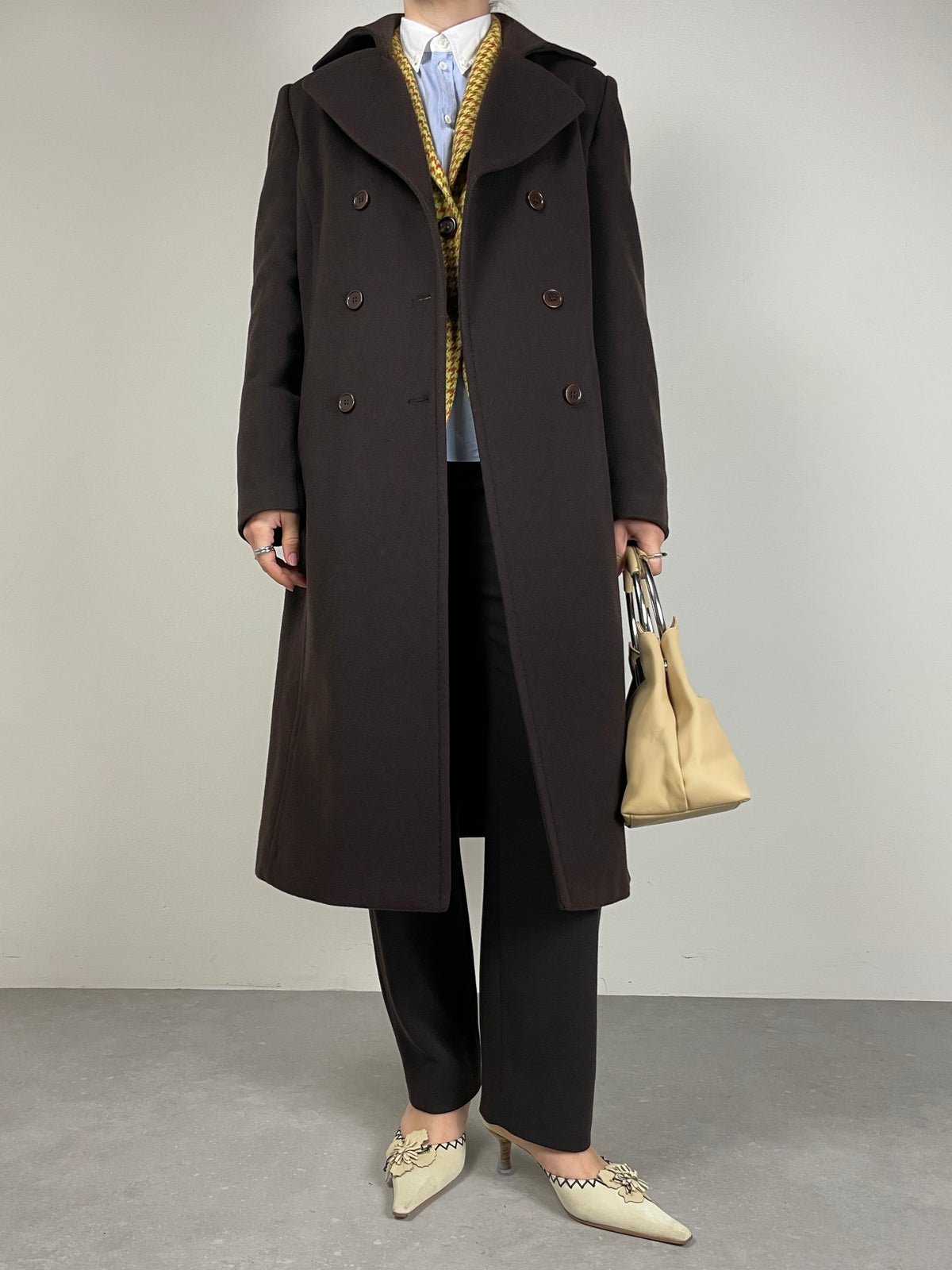 Cappotto a doppiopetto in lana e cashmere
