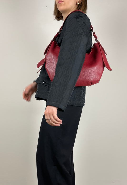 Burgundy hobo leather bag