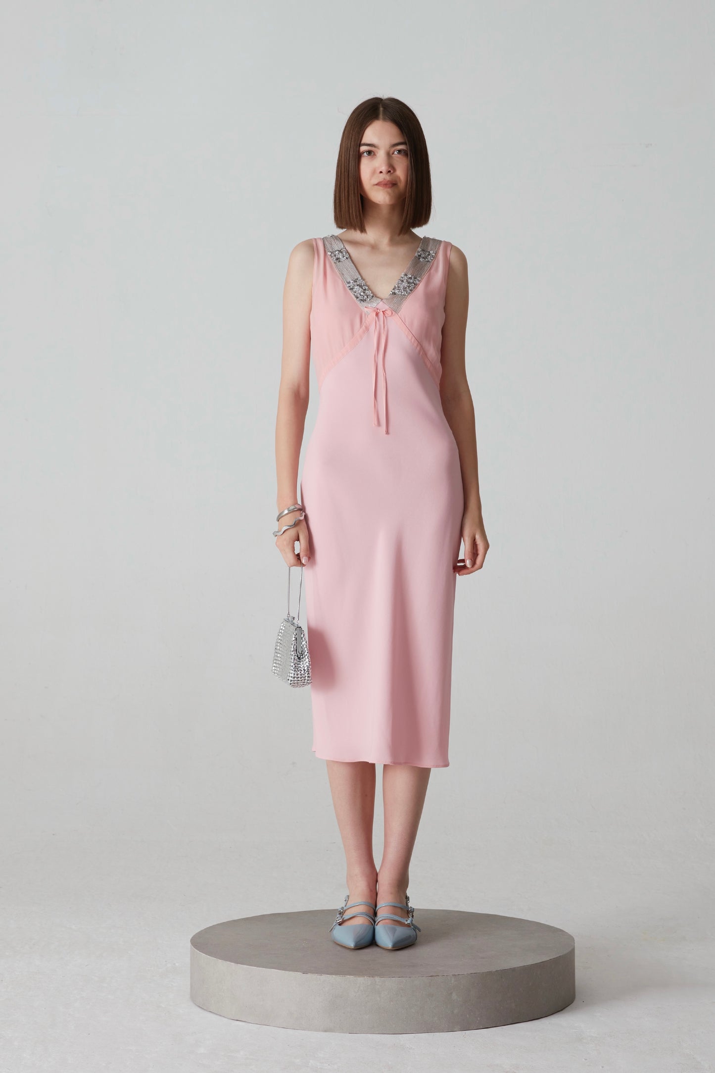 Abito vintage in pura seta rosa