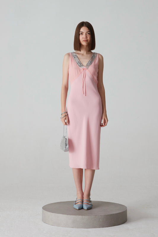 Abito vintage in pura seta rosa