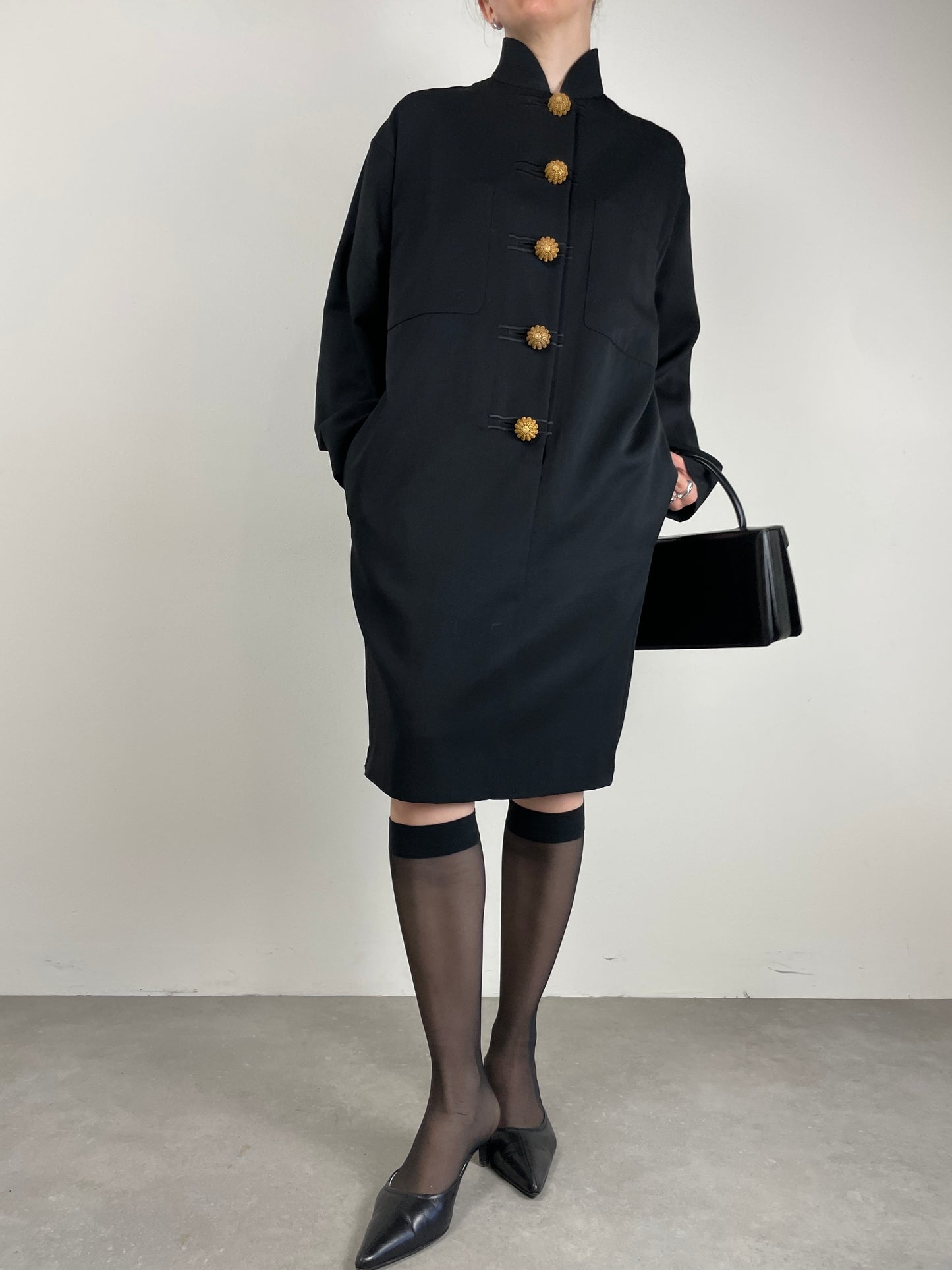 Abito vintage stile orientale, made in Italy, in pura lana vergine