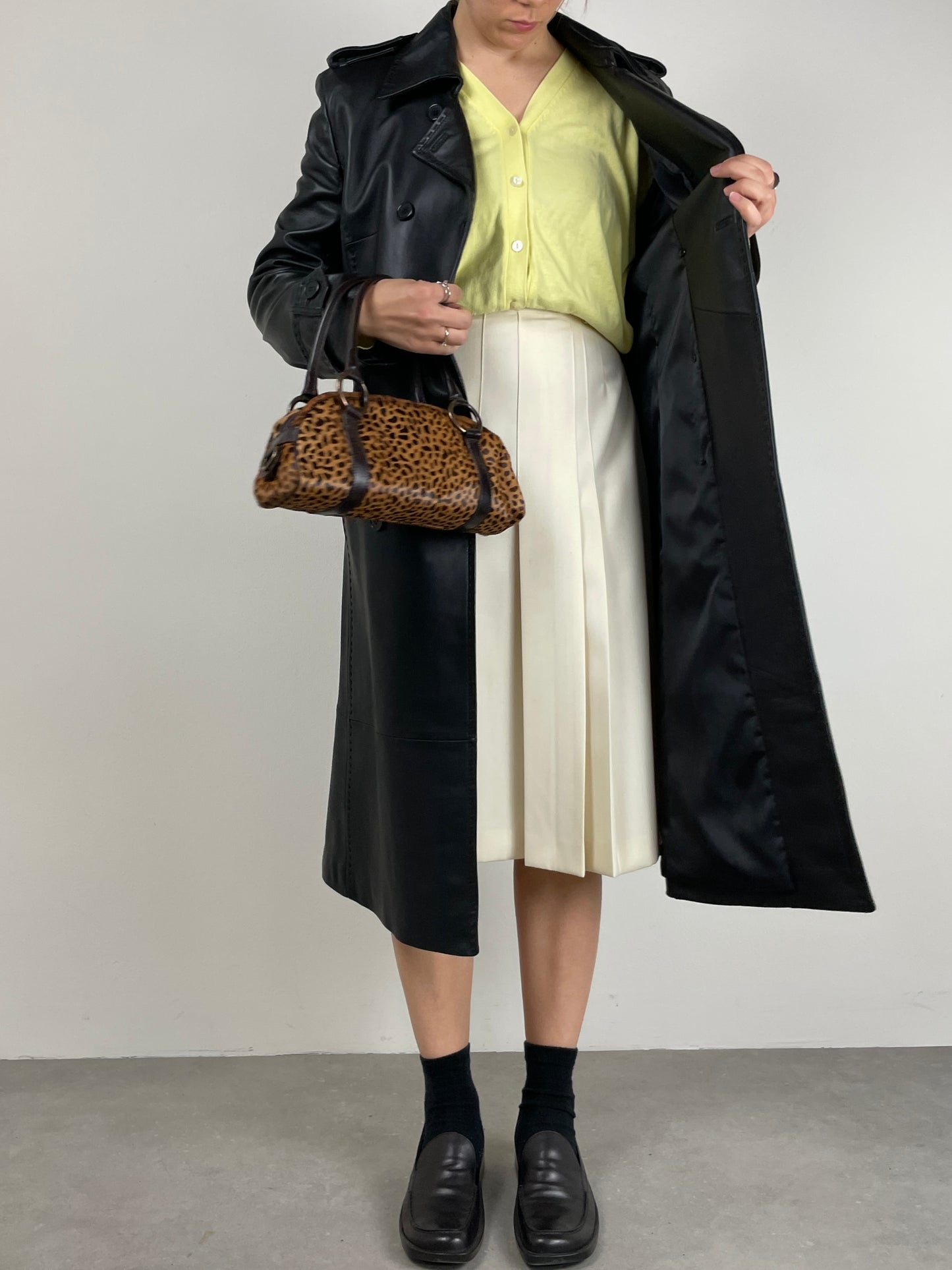 Trench vintage vera pelle nera