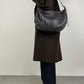 Maxi bag in vera pelle marrone