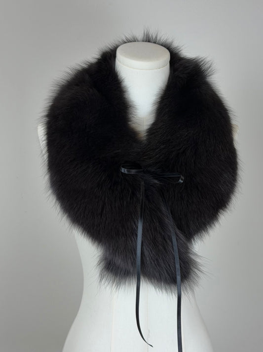 Collo lungo vintage in vera pelliccia di volpe