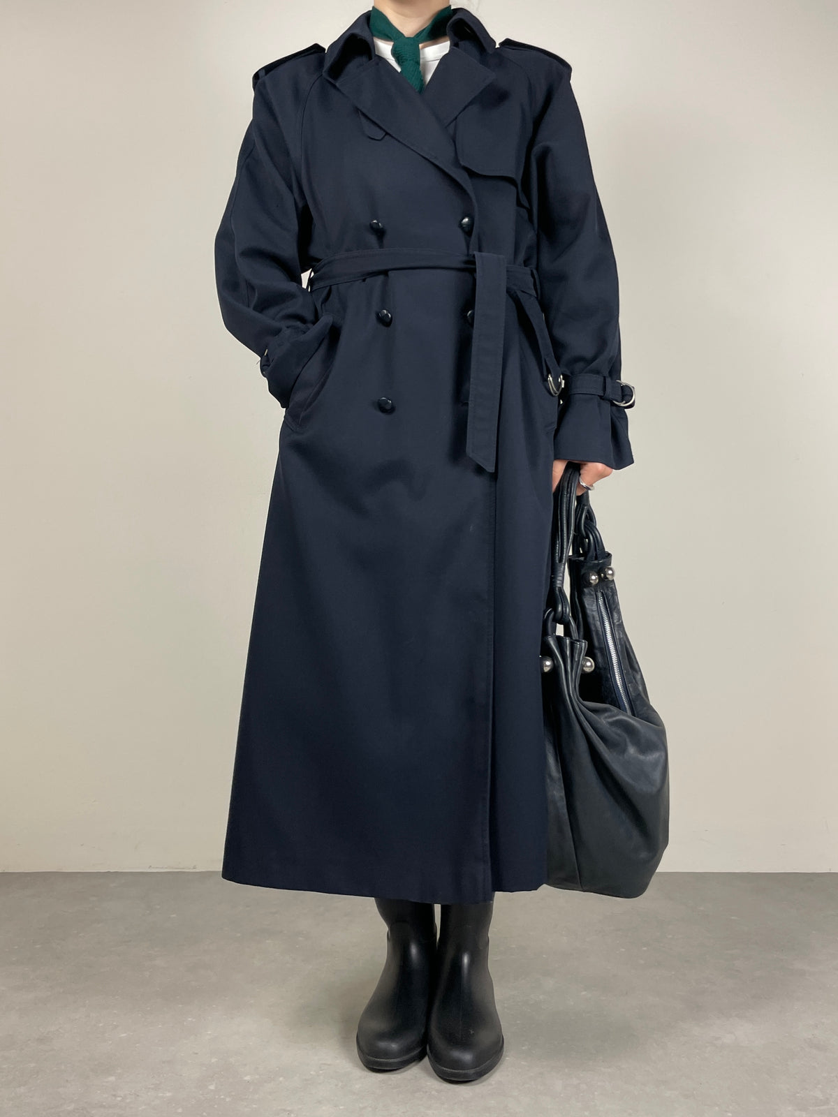 Trench blu con gilet tartan staccabile