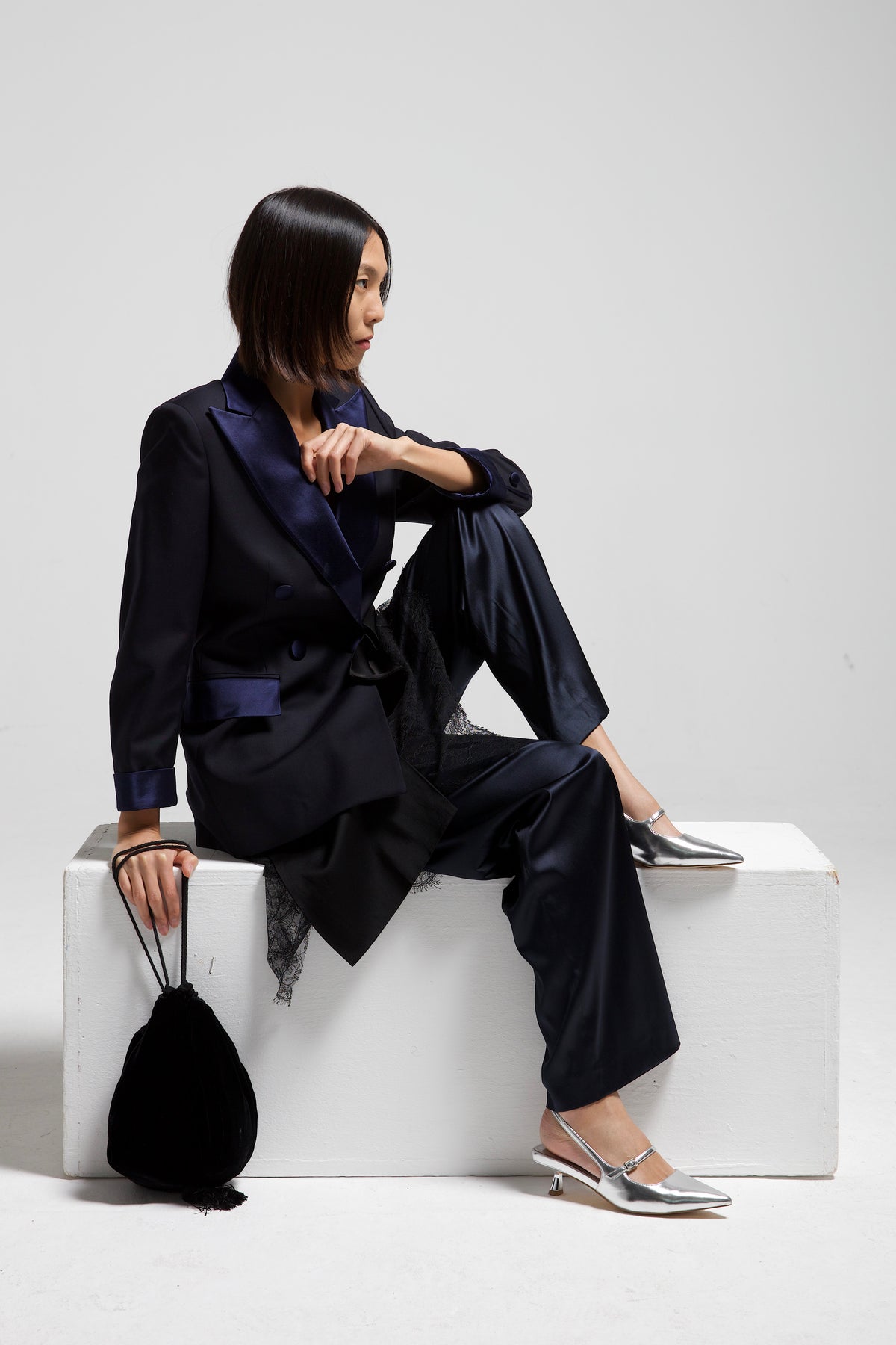 Pantaloni Alberta Ferretti in seta blu