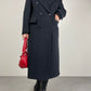 Cappotto lungo a doppiopetto in lana color grigio