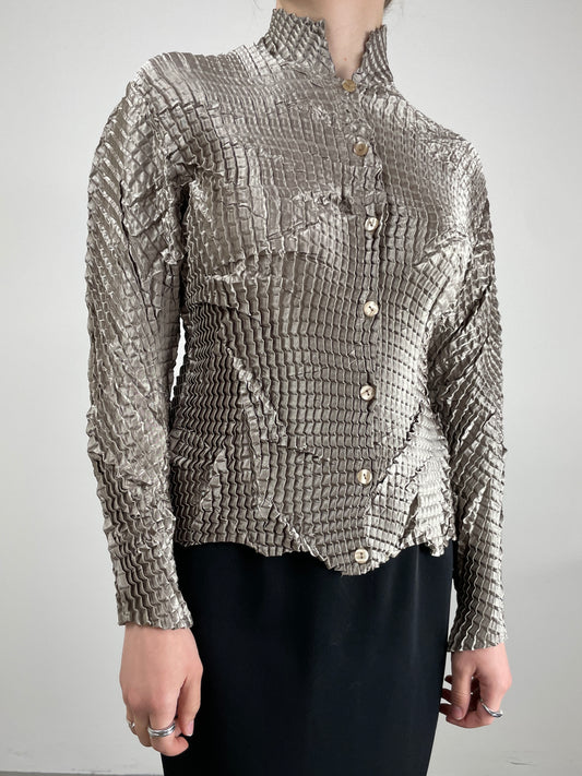 Camicia plissè geometrico cangiante