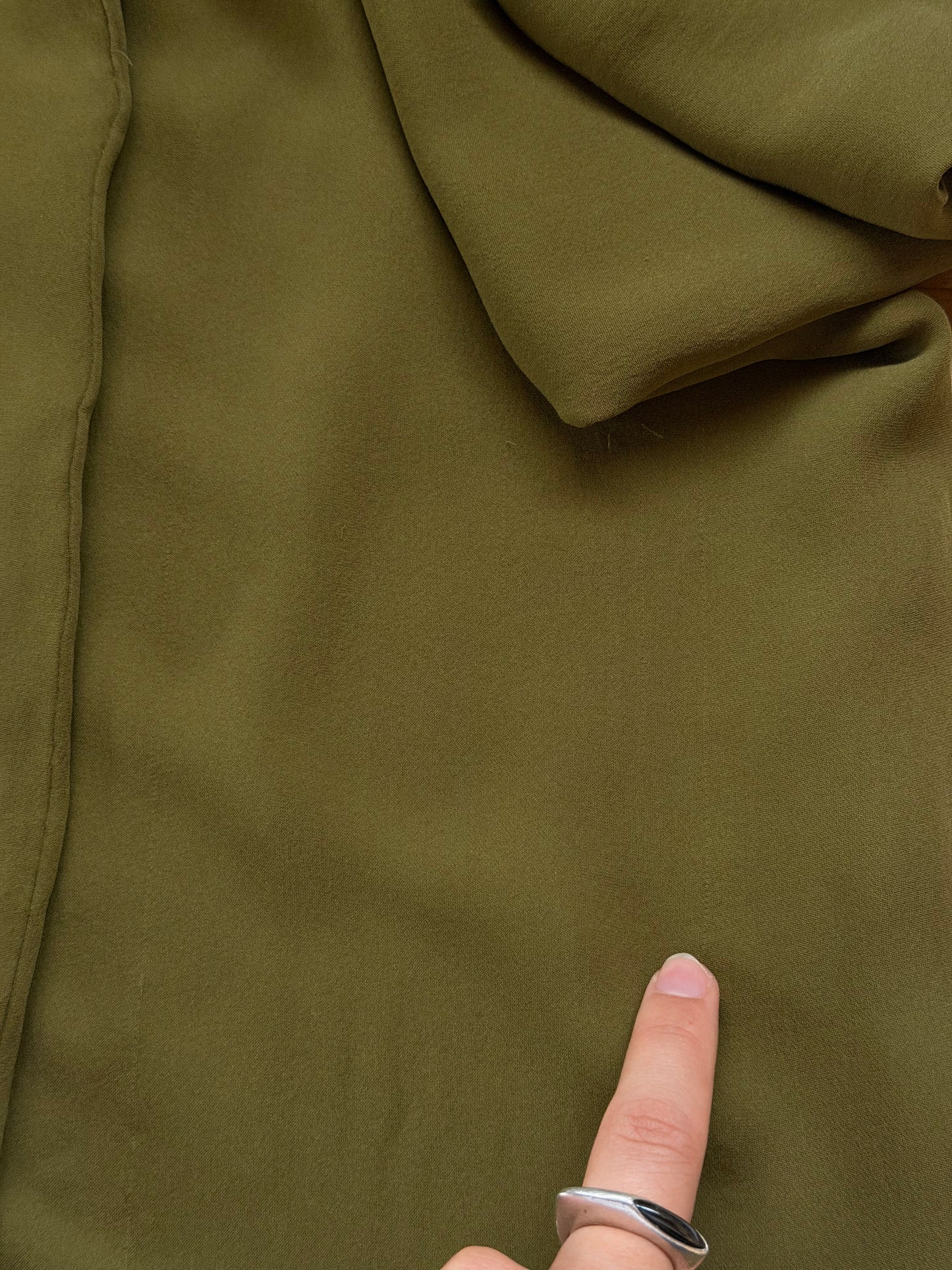 Pantalone vintage in seta verde oliva