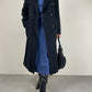 Cappotto a doppiopetto in lana, cashmere e ancora blu scuro