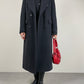 Cappotto lungo a doppiopetto in lana color grigio