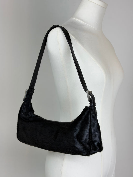 Borsa nera in vera pelle cavallino