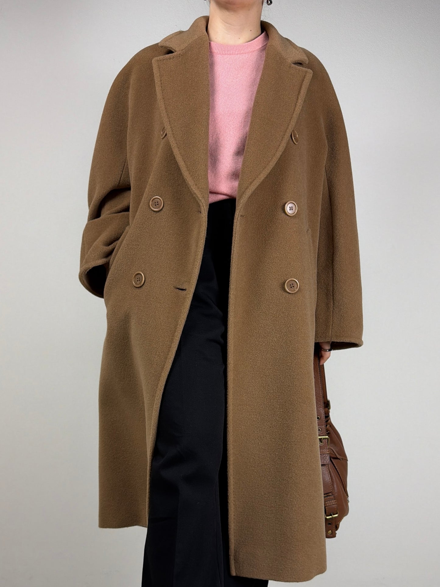 Cappotto in pura lana color cammello