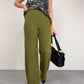 Pantalone vintage in seta verde oliva