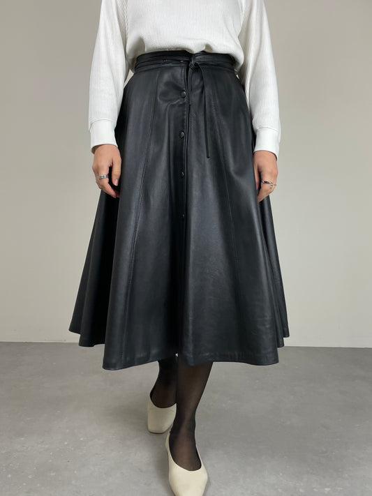 Gonna midi in vera pelle