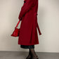 Cappotto bordeaux in lana cashmere e angora