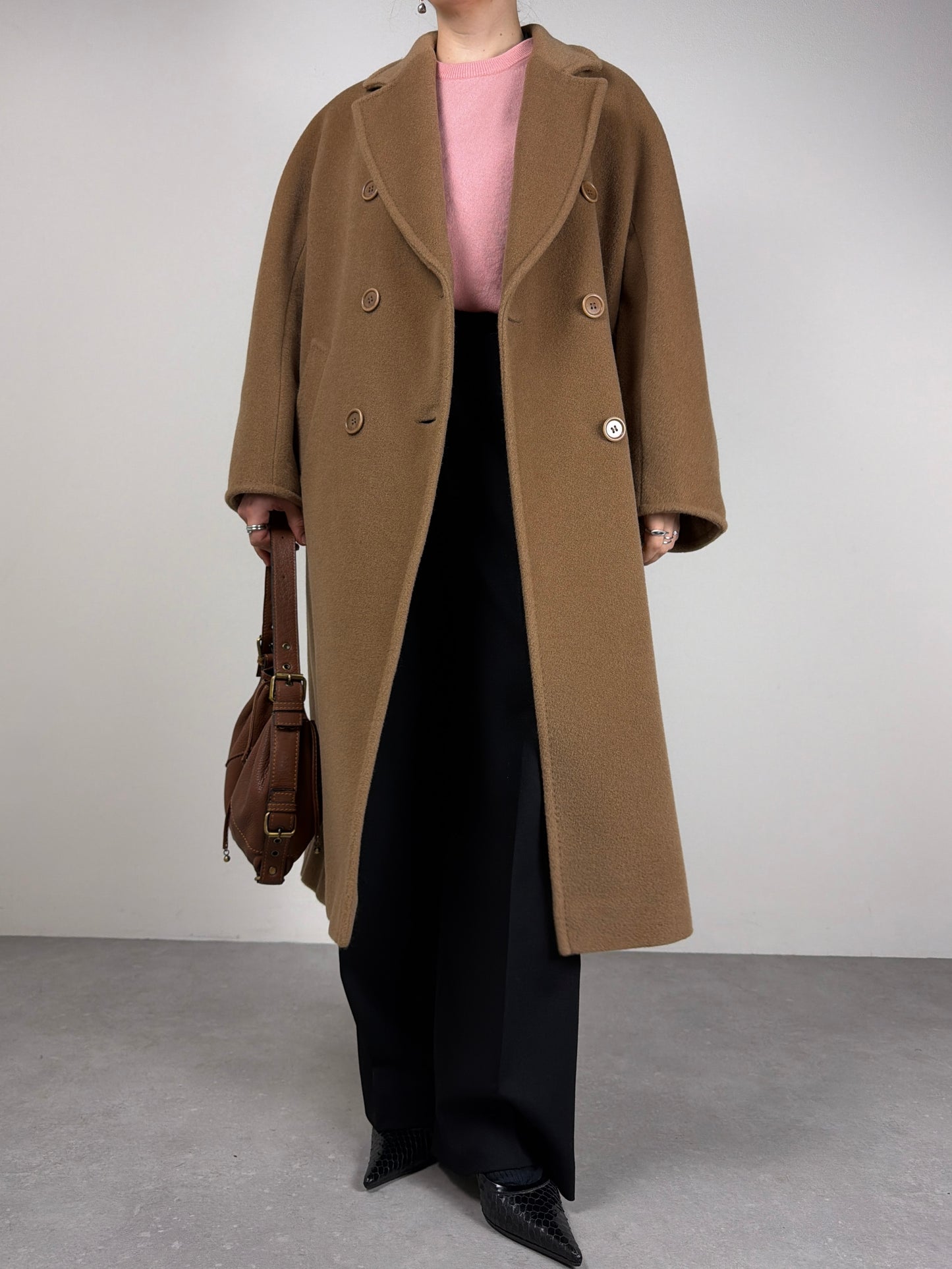 Cappotto in pura lana color cammello