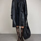 Trench vintage in vera pelle a doppiopetto