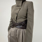 Armani Collezioni giacchetta in lana con dettagli in pelle